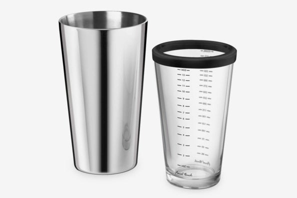 Final Touch Double-Wall Boston Cocktail Shaker in Stainless Steel/Glass.